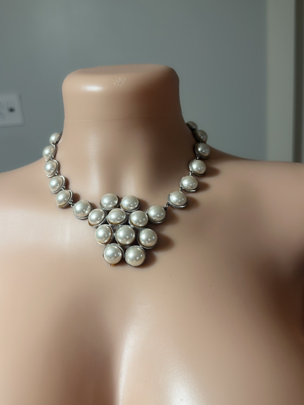 Givenchy White Pearl Cluster Necklace